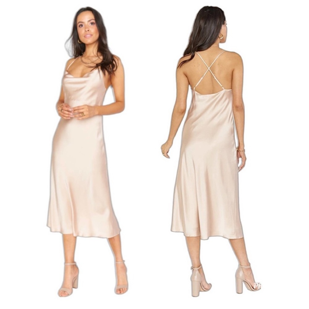 Show Me Your MuMu Verona Cowl Dress Champagne Luxe Satin